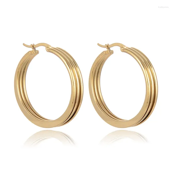 Ohrstecker Neueste Top-Qualität Glatter Edelstahl Hoop Großer Kreis Modestil Schmuck Für Frauen Goldfarbe