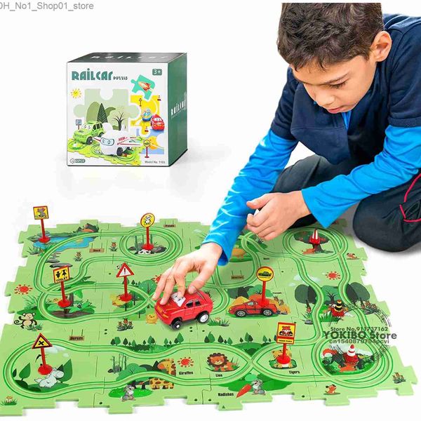 Ordinamento Nidificazione Giocattoli impilabili Gioco da tavolo di logica per bambini Puzzle Giocattoli Auto da corsa Pista Giocattoli Slot Rail Toys per bambini Monetssori Giocattoli educativi Q231218