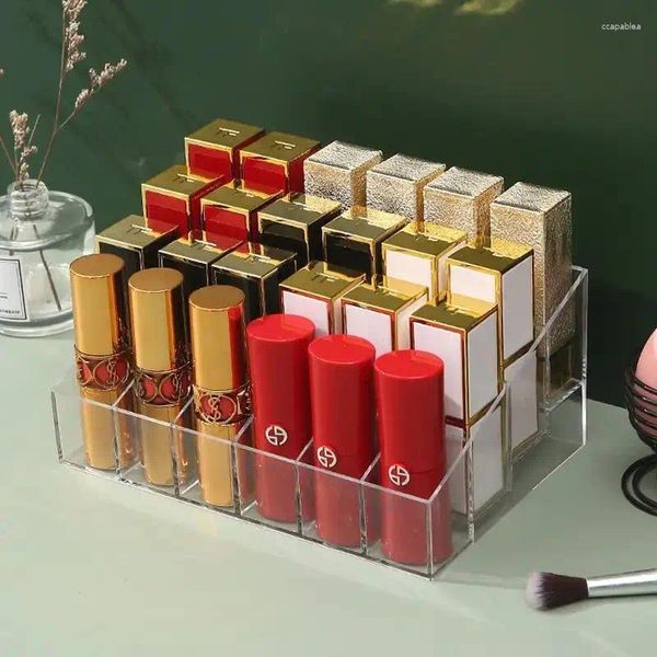 Caixas de armazenamento 24 grade batom titular acrílico caixa de cosméticos pode armazenar e classificar unha polonês jóias display rack