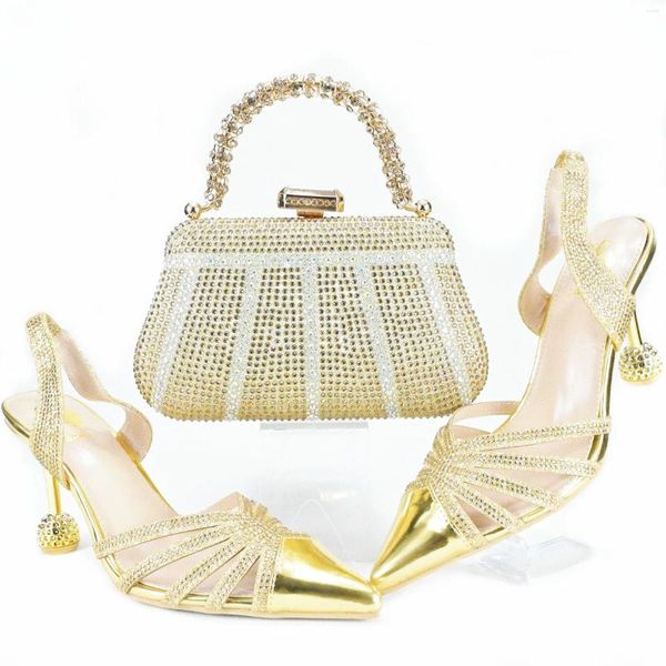 Sapatos de vestido Doershow Nice Africano e saco combinando conjunto com ouro vendendo mulheres italianas para casamento tem1-26