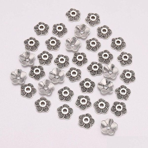 Bead Caps 500 Pcs Antique Sier Beads End Caps Flor Bead para Jóias Fazendo Descobertas DIY Acessórios Atacado Drop Delivery Jóias J Dhhz1