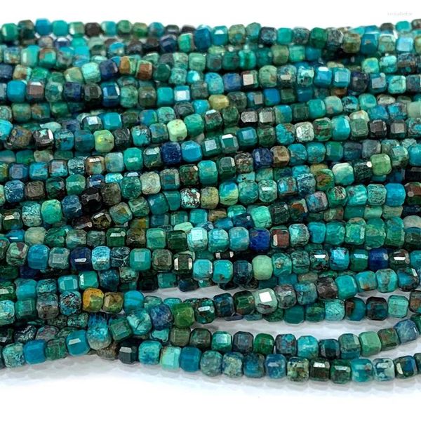 Pietre preziose sciolte Veemake Chrysocolla Ciondoli in pietra naturale Collana Bracciali Orecchini Bordo cubo sfaccettato Piccole perline per la creazione di gioielli