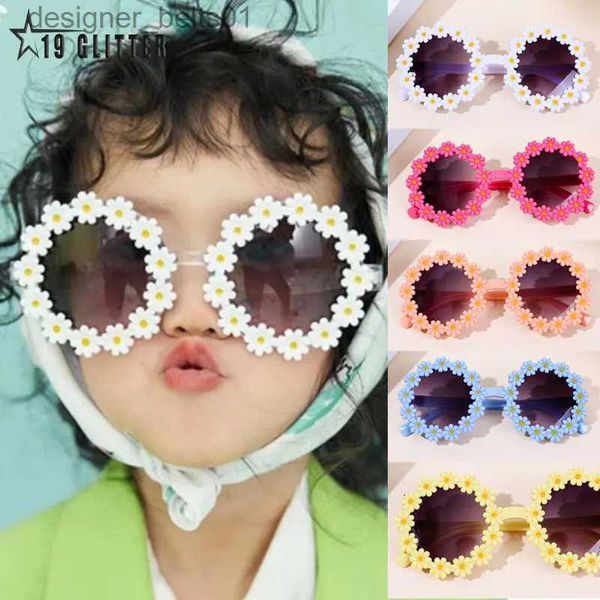 Güneş gözlükleri yaz çocuklar sevimli akrilik çiçek açık güneş koruma güneş gözlüğü bebek kızlar klasik güneş gözlükleri çocuk UV400 güneş gözlükleri231218