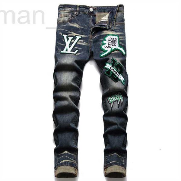 Мужские джинсы, дизайнерские новые 2022, летние уличные мужские джинсы с принтом, хлопковые брюки, молодежная мода, повседневные, с узкой средней талией 3173 8x3g6zcu