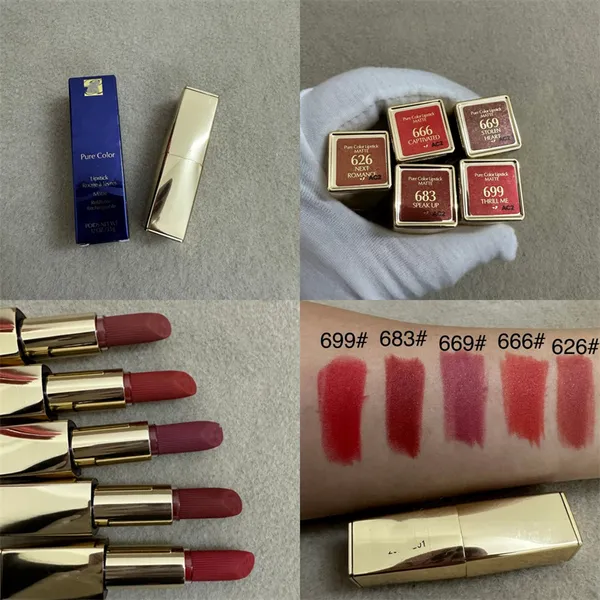 Rossetto di marca di lusso per ragazza e rossetto opaco a 5 colori rossetti a colori puri rouge a levres ricambiabile richangebile da 3,5 g di alta qualità per le labbra di alta qualità cosmetiche