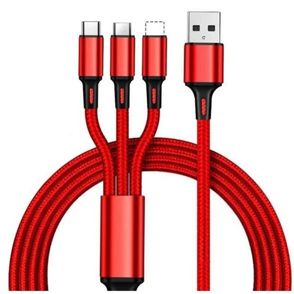 1,2 m USB-Typ-C-Kabel für Telefon 14 13 12 11 Pro 3-in-1-Micro-USB-Ladekabel für Huawei Samsung mit Paket