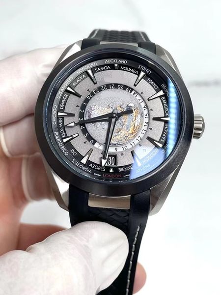 Orologio da uomo automatico da 43 mm 24 ore GMT VS VSF città del mondo terrestre di alta qualità Quadrante impermeabile con cristallo zaffiro orologio da polso da viaggio d'affari orologio da uomo braccialetto