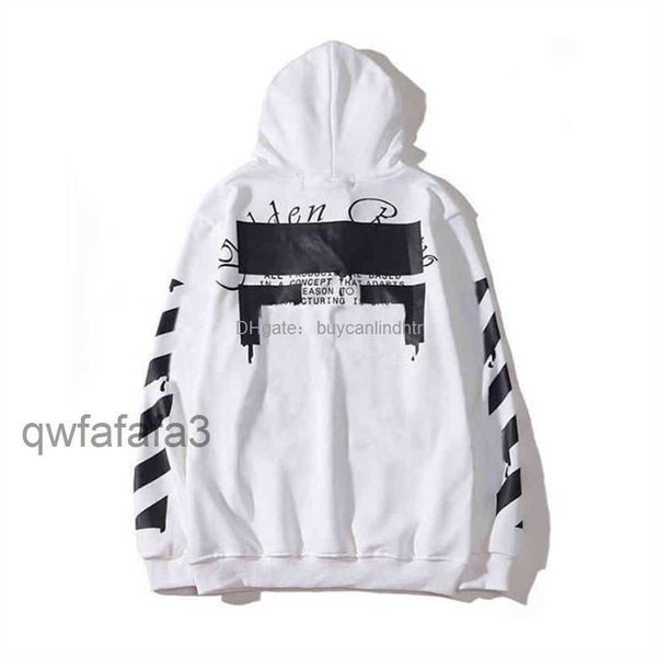 Marca Homens Hoodies Moletons Branco Designer de Luxo Mens Moda Impressão Dedo Ow Moletom Com Capuz Listrado Seta Hoodie Sqbj JIZW