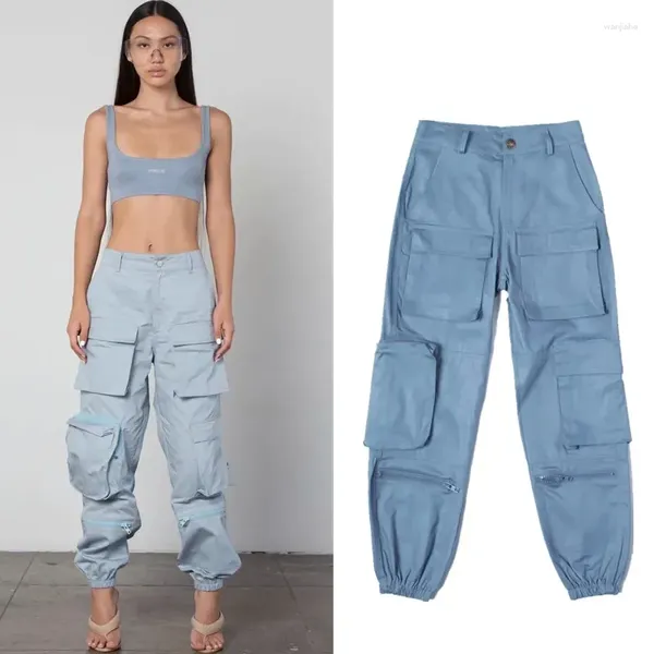 Calças femininas estilo rua bonito tridimensional multi-bolso bf solto all-match macacão cintura alta calças casuais maré