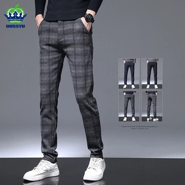 Herren Hosen Plaid Männer Business Slim Fit Baumwolle Party Hohe Qualität Marke Kleidung Casual Formale Lange Hosen Männlichen 2838 231218