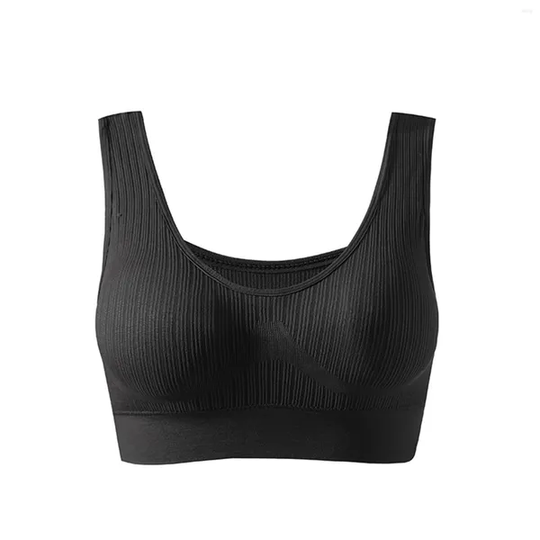 Camisoles tanques feminino elástico esporte colete u pescoço sem fio push up sutiã bralette esponja almofadas roupa interior yoga musculação treino topo