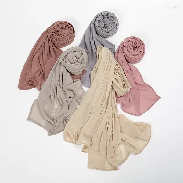 Ethnische Kleidung Einfarbiger Jersey-Hijab-Schal für muslimische Frauen, Schal, dehnbar, einfach, einfarbig, Hijabs, Schals, Kopftuch, afrikanische Frau, Turban