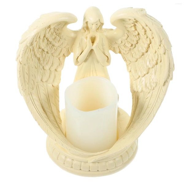 Portacandele Portacandele con ali d'angelo L'anello Decora lumini artigianali in resina con modello di preghiera