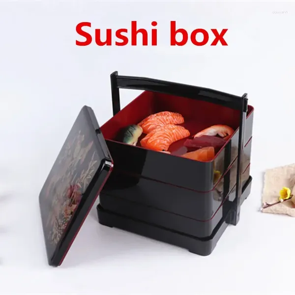 Louça três camadas japonês sushi caixa almoço piquenique lanche pacotes rápidos bento embalagem doces presente