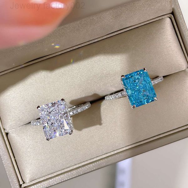 Anelli in argento sterling 925 impermeabili Gioielli da donna Fedi nuziali di fidanzamento con zirconi arcobaleno di fascia alta con diamanti pieni per le signore