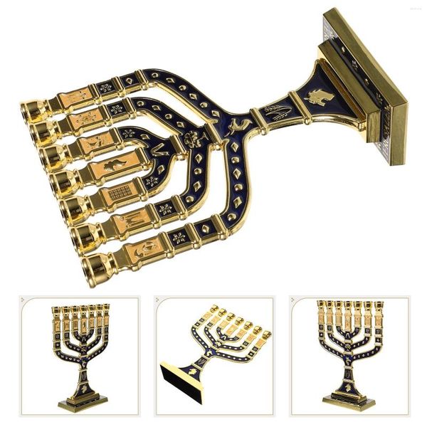 Kerzenhalter Desktop Vintage Home Decor Ständer Ornamente Zinklegierung 7-Zweig Menorah Chanukka