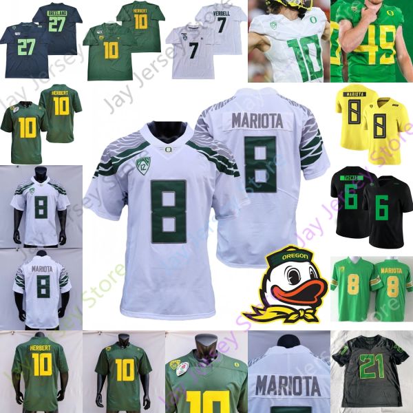 PERSONALIZZATO Maglia da calcio personalizzata Oregon Ducks NCAA College Marcus Mariota Travis Dye Jacob Breeland Johnny Johnson III Jaylon Redd Mase Funa Ca