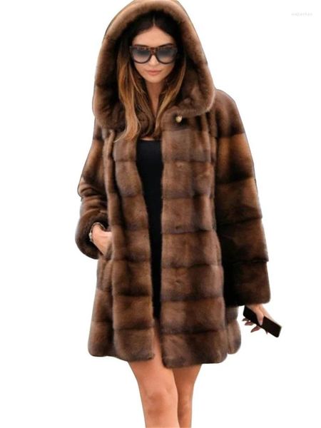 Женское зимнее меховое пальто из норки высокого качества