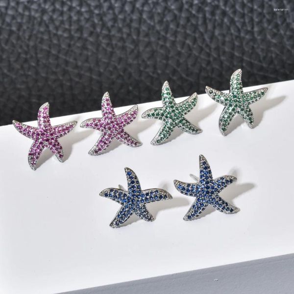 Brincos de parafuso prisioneiro versão coreana da moda e minimalista pequena estrela do mar micro conjunto zircão para mulheres/meninas como um presente de jóias ER-631