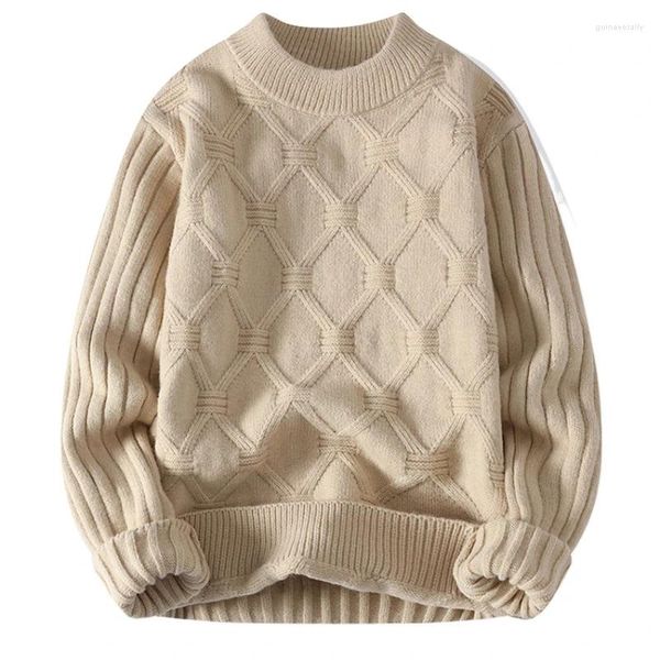 Мужские свитера, модный утолщенный удобный мягкий свитер, однотонный жаккардовый вязаный пуловер