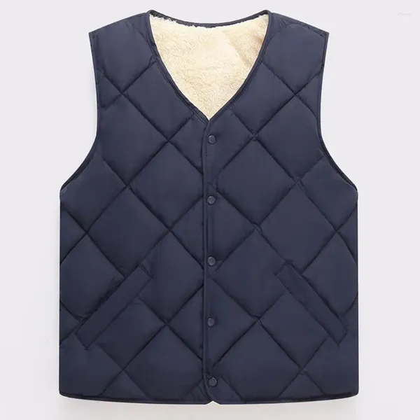 Coletes masculinos único breasted colete quente casaco de inverno de meia idade com bolsos de forro de lã elegante sem mangas para o calor