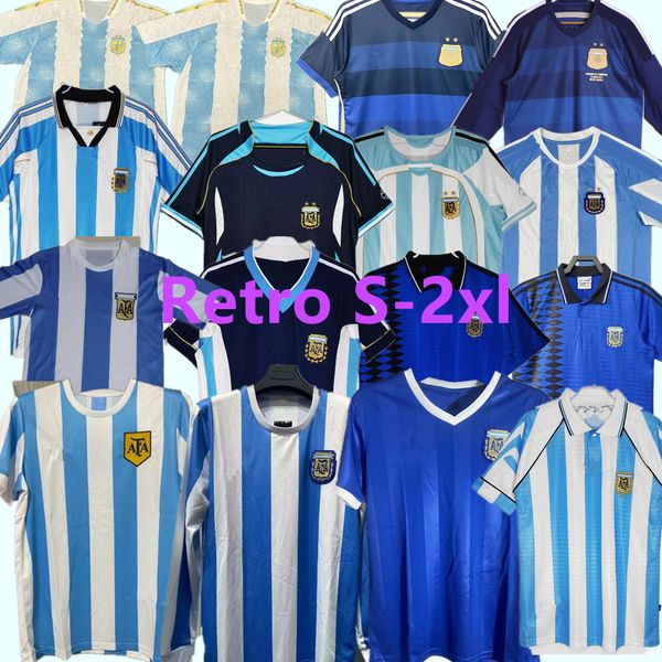 1978 1986 1998 Argentina Retro Soccer Jersey Maradona Camisa de futebol 2001 2006 2010 Kempes Batistuta Riquelme HIGUAIN KUN AGUERO th CANIGGIA AIMAR Maillots shorts