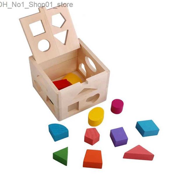 Classificação de aninhamento empilhamento brinquedos crianças forma classificador caixa brinquedo forma de madeira correspondência montessori blocos infantil educação precoce bebê inteligência brinquedos para crianças q231218
