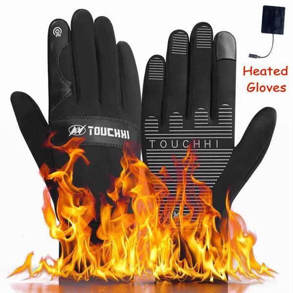 Fünf-Finger-Handschuhe, USB-beheizte Winterhandschuhe für Herren, Motorrad, Radfahren, Thermo-Angeln, Ski, Touchscreen, wasserabweisende Damenhandschuhe, Handwärmer 231218