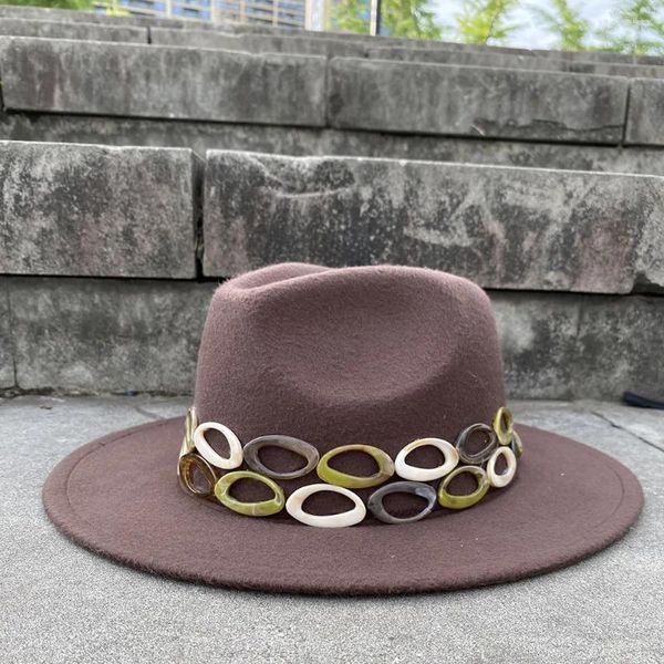 Berretti Donna Uomo Cappello Fedora Gemme acriliche Berretto jazz a tesa larga Fatto a mano Panama Top da sole 2 dimensioni