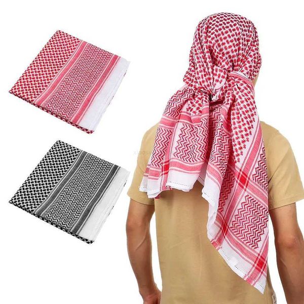 Sciarpe 1 Pz Nero / Rosso Arabo Kafiya Kefiah Arabo Musulmano Sciarpa Testa Poliestere Arabo Shemagh Collo Avvolgente per Adulti Palestina Turbante CapsL231218