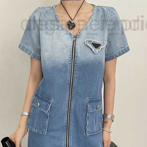 Plus size vestidos designer verão denim vestido das mulheres moda zíper design meninas saias hip hop personalidade bolso roupas p407 pafo