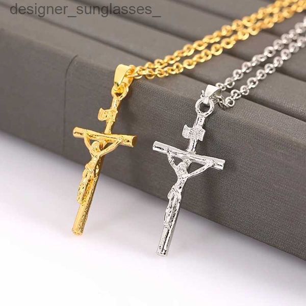 Anhänger Halsketten Modeschmuck Jesus Kreuz Halskette INRI Anhänger Für Frauen/Männer Mode Religiöser Schmuck Kruzifix HalsketteL231218