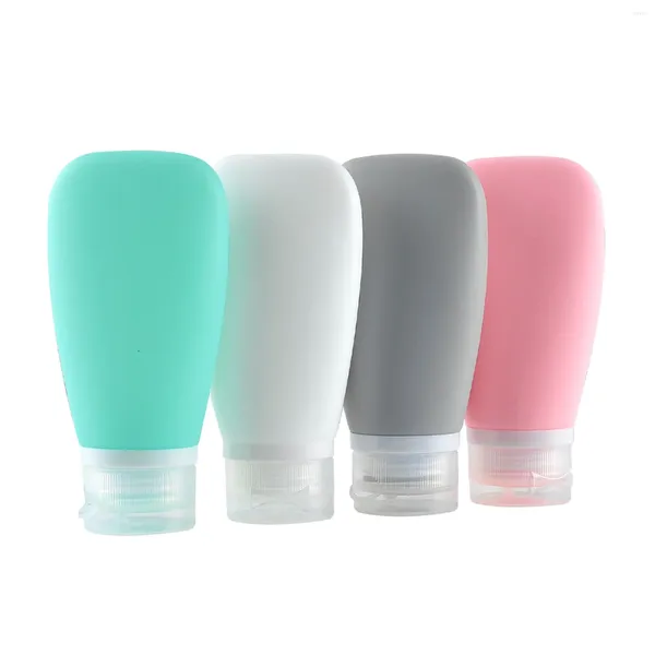 Garrafas de armazenamento 4 pcs recipiente garrafa de viagem conjunto loção chuveiro gel portátil com saco cosmético vazio squeezable silicone vazamento recarregável