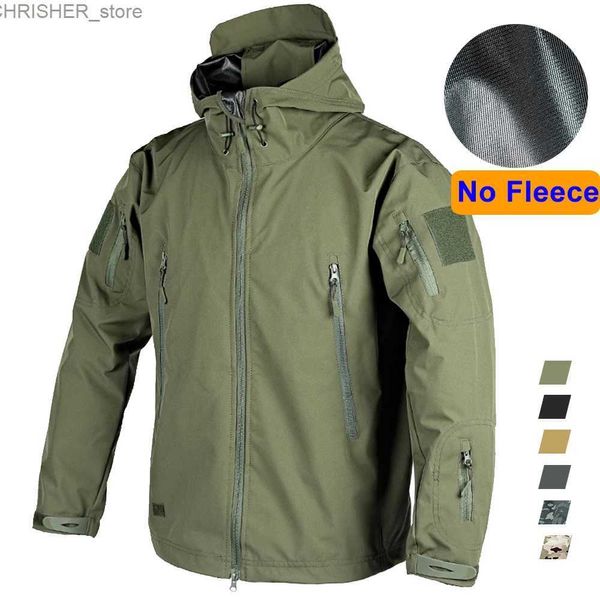 Giacche tattiche Giacca tattica da uomo Militare Sottile Giacca a vento impermeabile Army Camo Giacca da esterno con cappuccio Pelle di squalo Bomber da pesca Cappotti PrimaveraL231218