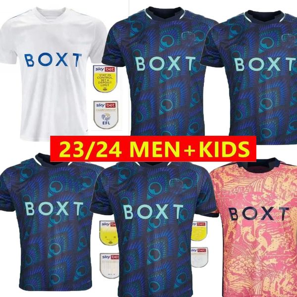 23 24 BAMFORD maglie da calcio Adams Aaronson Leeds Unitedes HARRISON casa lontano 2023 2024 Llorente Luis Sinisterra maglia da calcio Uniformi Uomini E bambini set TAGLIA S-4XL