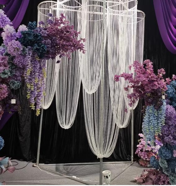 Novo fundo de palco de casamento adereços de ferro acrílico estilo pérola cortina de contas acrílicas decorações de salão de casamento 126