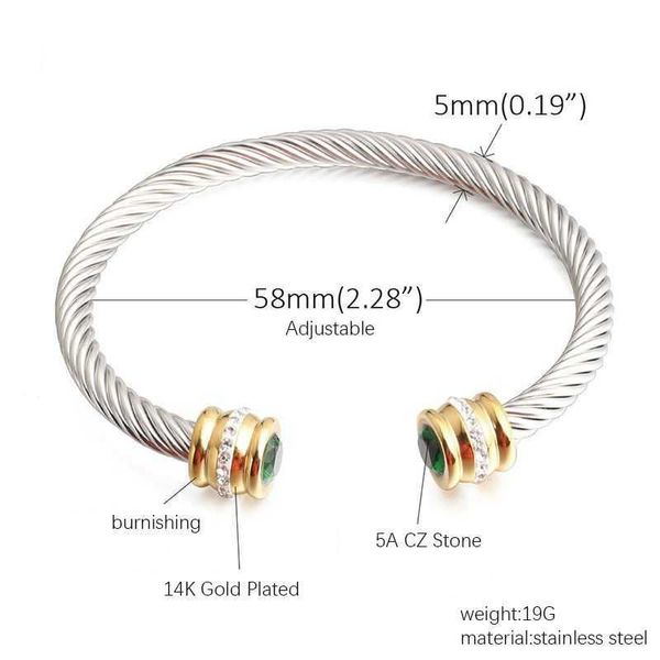 Moda versátil pulseira de designer de cabo torcido para mulheres homens banhado a prata pulseira de cristal incrustada 5mm de largura ajustável luxo pulseiras DY pulseiras joias