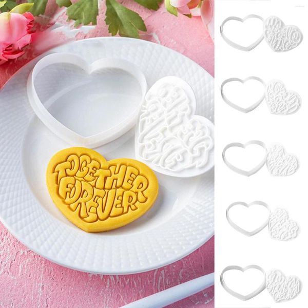 Stampi da forno San Valentino Flip Chip Cookie Lettere inglesi Love Hearts Strumenti per goffratura Cucina Nice House Sacchetti di glassa