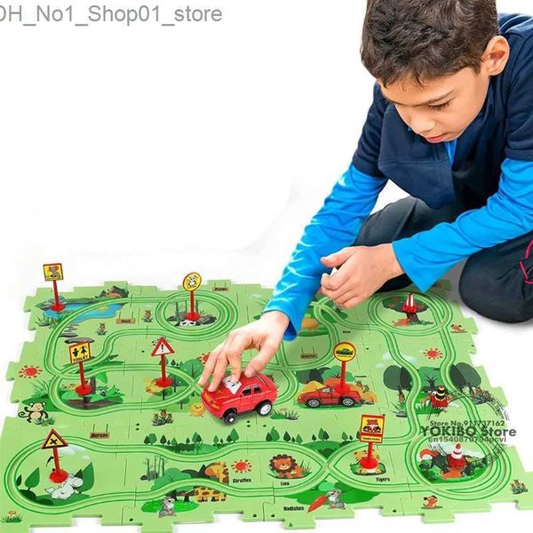 Sortieren, verschachteln, stapeln, Spielzeug, Logik-Brettspiel für Kinder, Puzzle, Spielzeug, Rennwagen, Rennstrecke, Spielzeug, Schlitzschienenspielzeug für Kinder, Monetssori, Lernspielzeug, Q231218