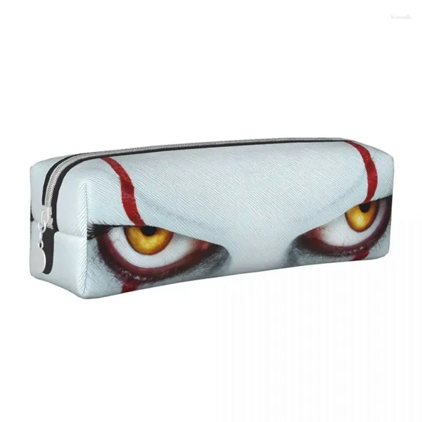 Sacos cosméticos pennywise horror palhaço balão vermelho lápis casos bill skarsgard caneta saco menina menino grande armazenamento escritório pencilcases