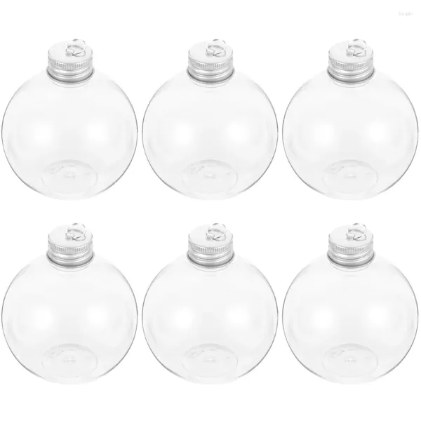 Vasi 6 pezzi Bottiglia sferica natalizia Contenitore trasparente Coperchio Caramelle Bottiglie di succo ermetiche Imballaggio di bevande Coperchi di plastica per animali domestici