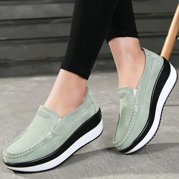 Kleid Schuhe Creepers Plattform Frauen Wohnungen Müßiggänger Frühling Herbst Wildleder Leder Damen Mokassins Slip On Plus Größe 42 231218