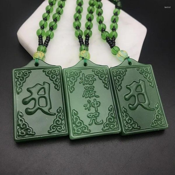 Pendentif Colliers Classique Shurangama Mantra Collier pour Femmes Hommes Imitation Jade Bouddha Écriture Amulette Chanceux De Bon Augure Bijoux Cadeaux