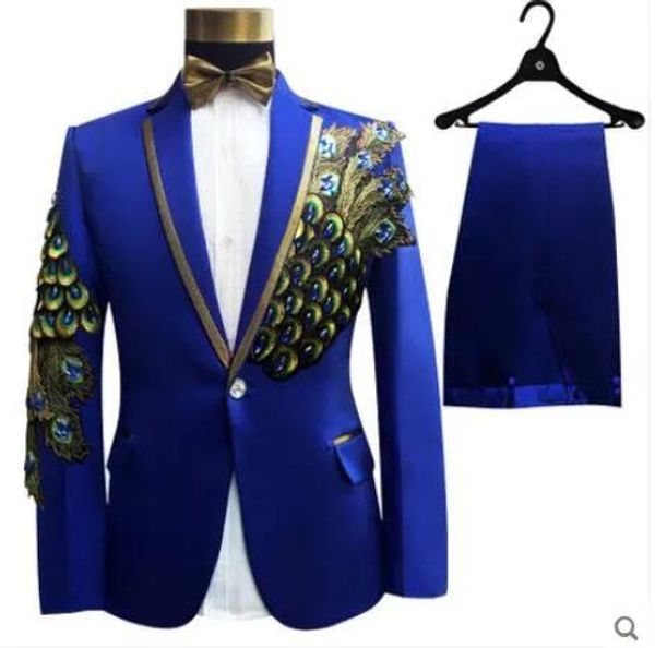 Blazers (jaqueta + calça + gravata borboleta + cinto) conjunto de ternos de moda noivo festa de formatura de casamento vermelho preto azul trajes finos blazers flor vestido formal sho