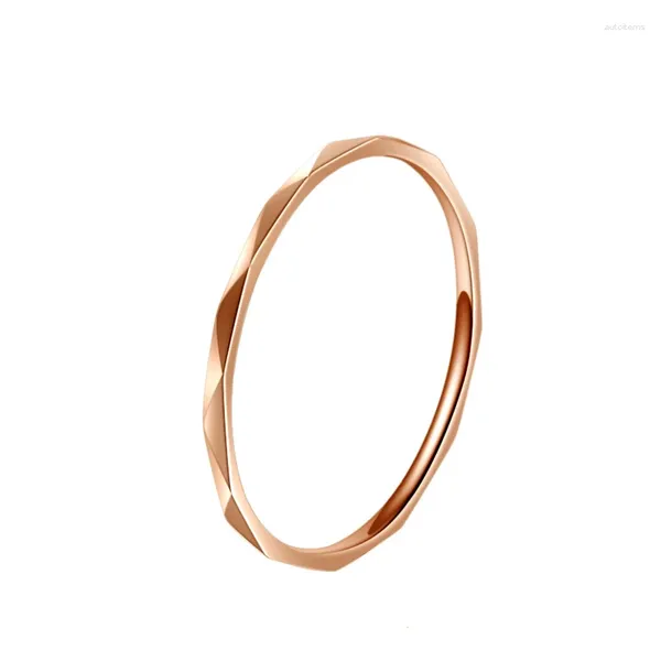 Cluster Ringe Dünner Rhombus Ring für Frauen 18KGP Roségold Farbe Titanstahl Mode Edelstahl Schmuck Geschenk Großhandel (GR230)