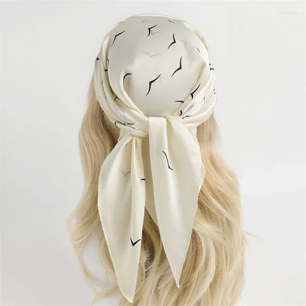 Mode Halstuch Haar Bänder Schal Für Frauen Design Stirnband Satin Seide Scruncheis Bandana Femal Zubehör Kopfbedeckung