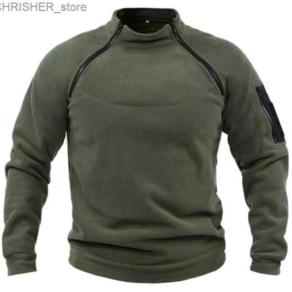 Jaquetas táticas Mens Jaqueta US Tactical Outdoor Polar Masculino Windproof Casacos Quentes Zíperes Pulôver Homem Suéter Cor Sólida Roupas Ginásio Esporte TopsL231218