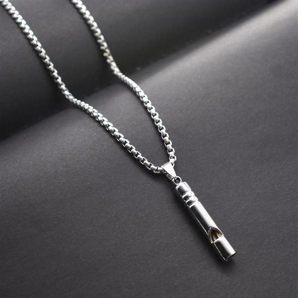 Ожерелья с подвесками, ожерелье со свистком, хип-хоп, индивидуальная модная мужская простая крутая флейта, креативная металлическая цепочка237g