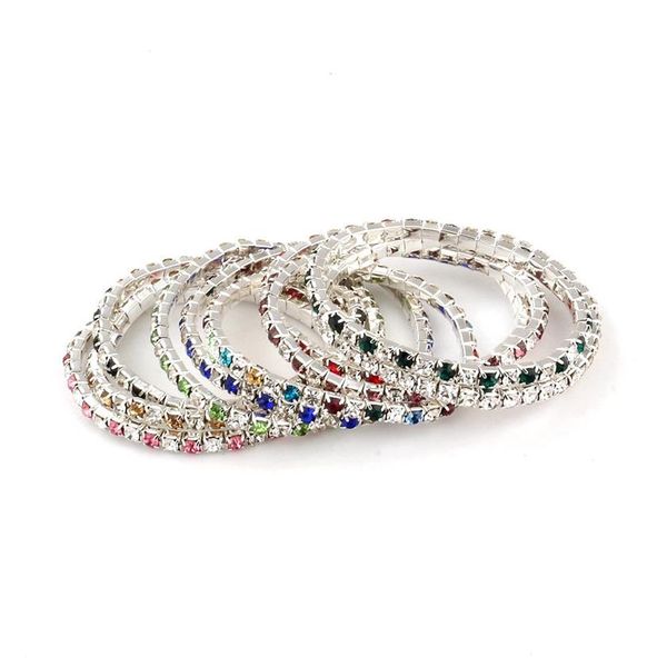 20Pcs Colorful Tennis Single Row Rhinestone Stretch Bracelets For Women Girl Gift Wedding Bridal Jewelry329S