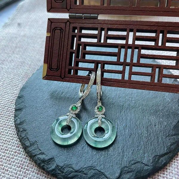 Dangle brincos designer de prata incrustada natural calcedônia anel alto para mulheres fresco retro estilo chinês antigo charme jóias